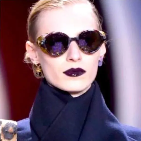 Christian Dior Umbrage Gold Havana Violet Mirrored Foliage Round Sunglasses
