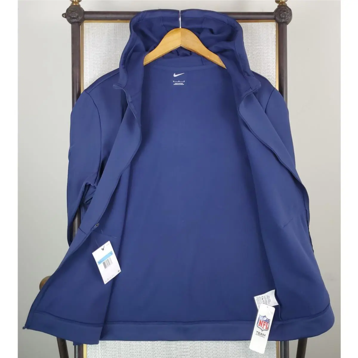 Nike clothing - golf casual jacket coat windbreaker track jacket warmup drifit mes size nfl football wind water resistant stretchy breathable Moisture Wicking nfl quaker oats chest length hoody hoodie dri-fit - Blue 7