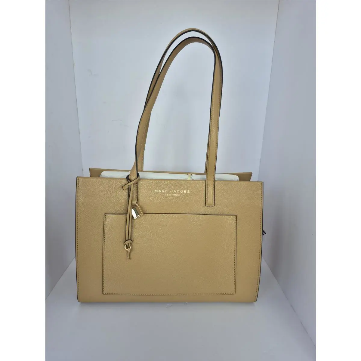 Marc Jacobs Tote Bag Large Leather Tan Shoulder Bag Gold Zip