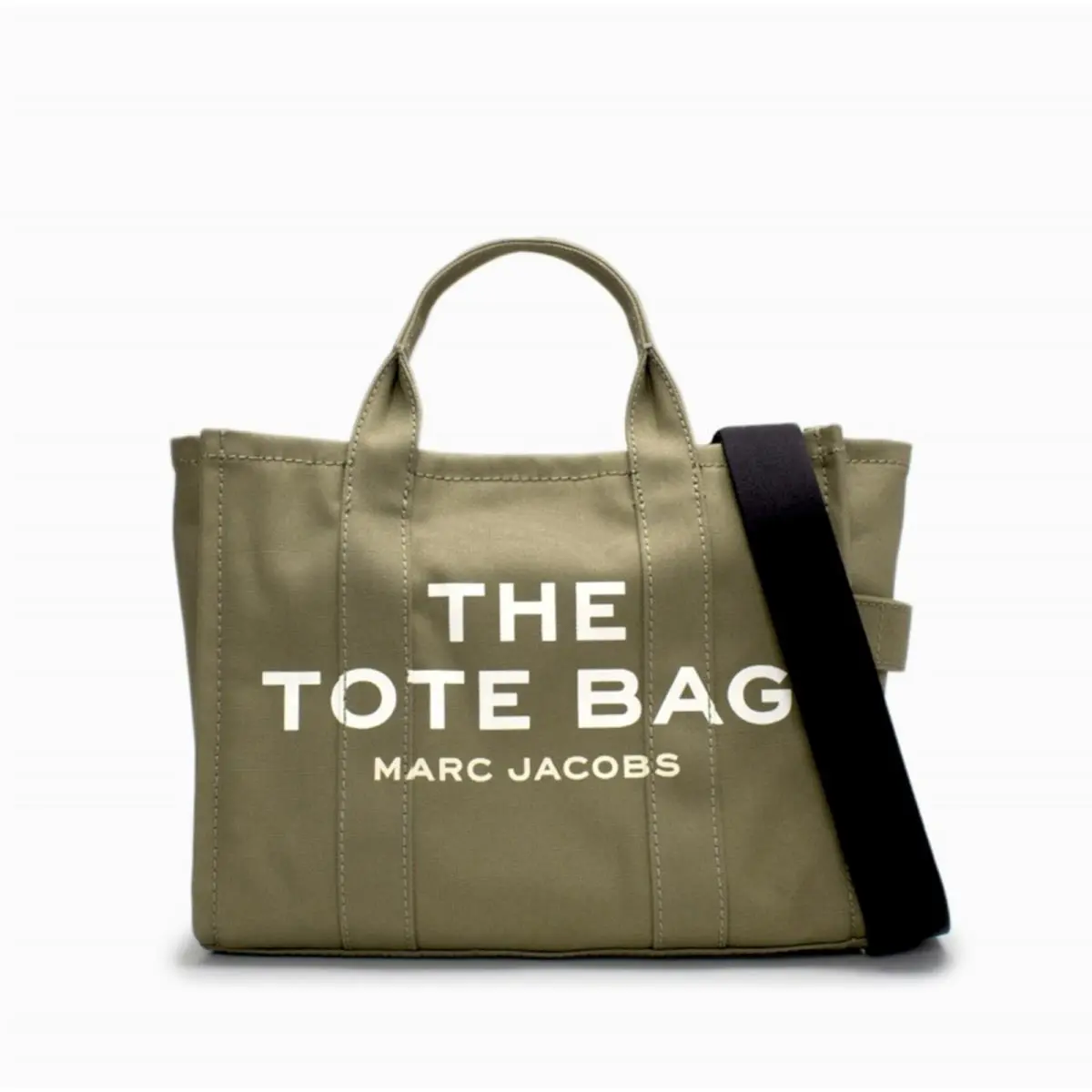 Marc Jacobs The Medium Tote Slate Green Canvas Bag w Black Nylon Shoulder Strap