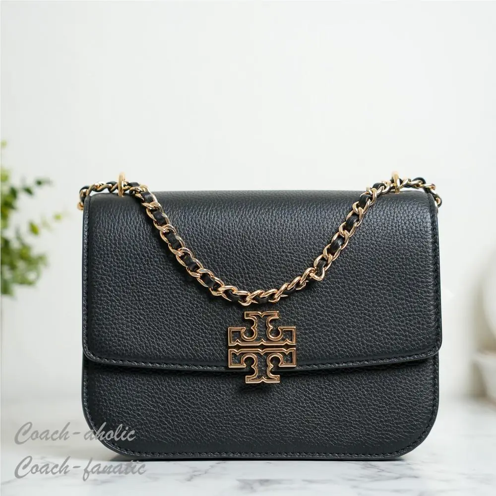 Tory Burch Britten Small Adjustable Shoulder Bag Leather Crossbody in Black