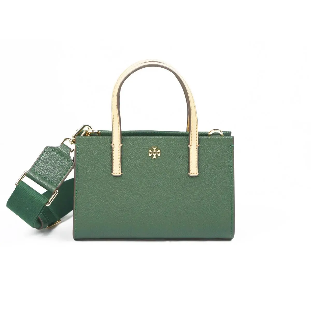 Tory Burch Blake Basil Green Pebbled Leather Mini Tote Crossbody Bag 177135