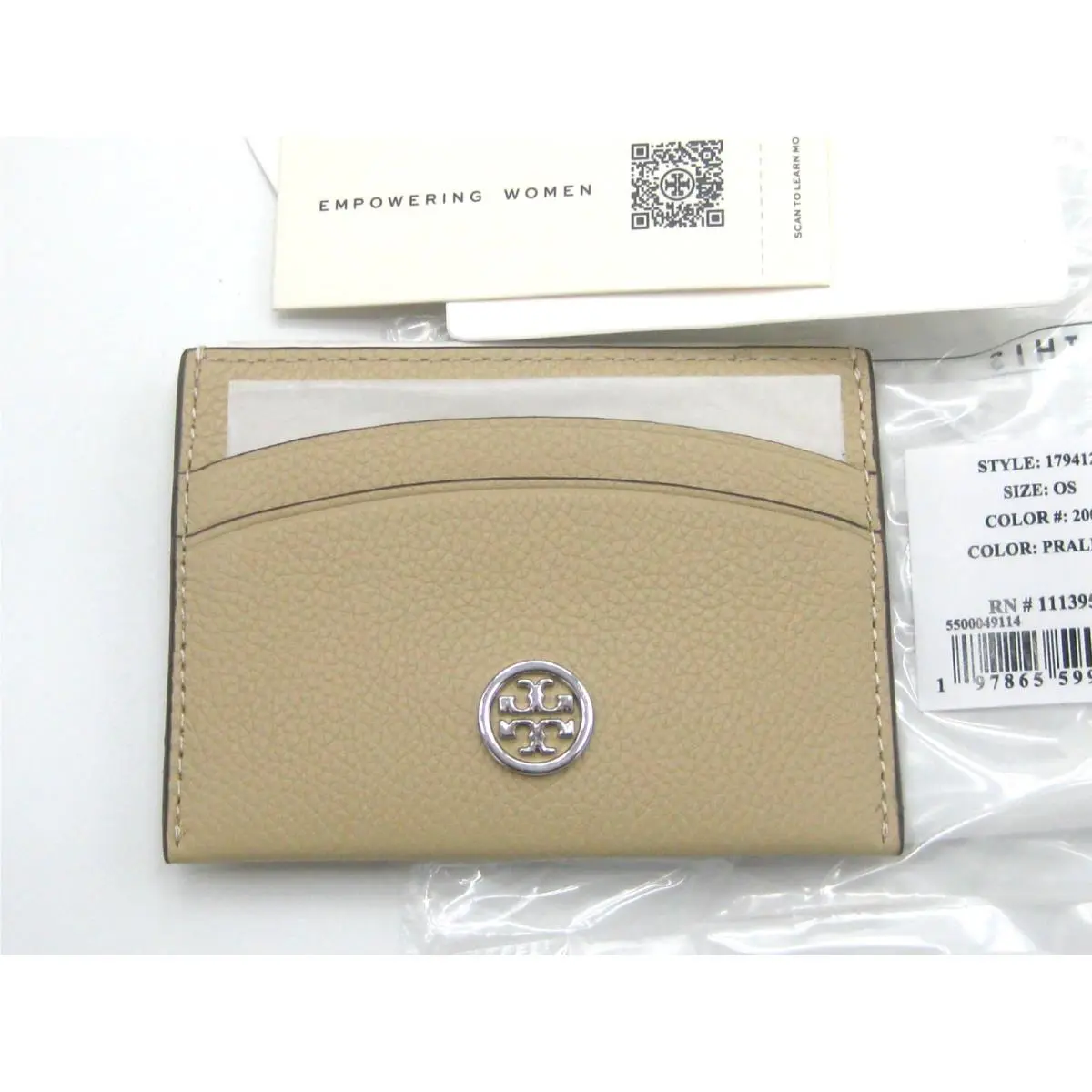 Tory Burch Robinson Leather Card Case in Praline w/ Packaging