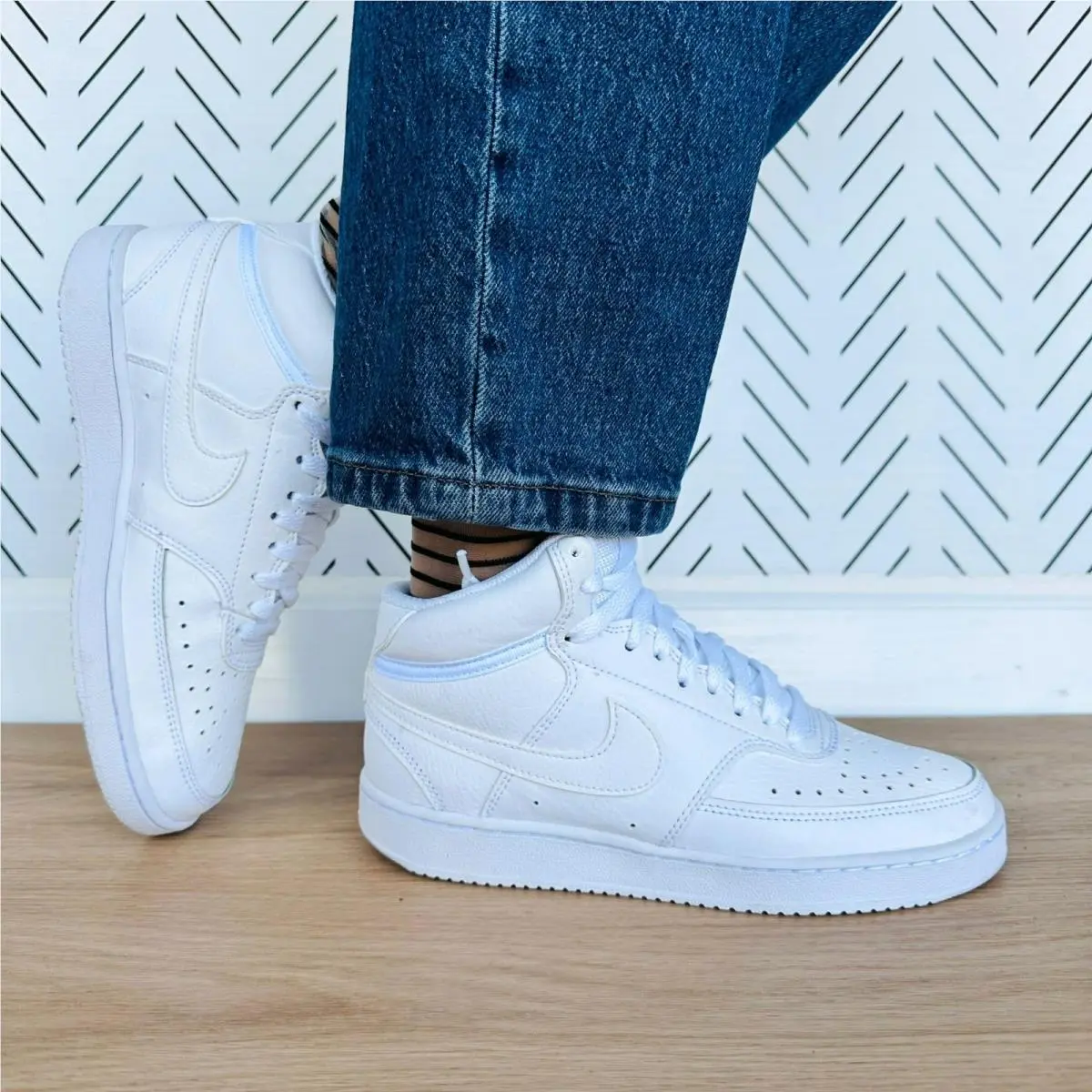 ⭐nike Court Vision Mid 1980s Sz 6.5 Women`s Shoes Retro CD5436-100 White Sneaker