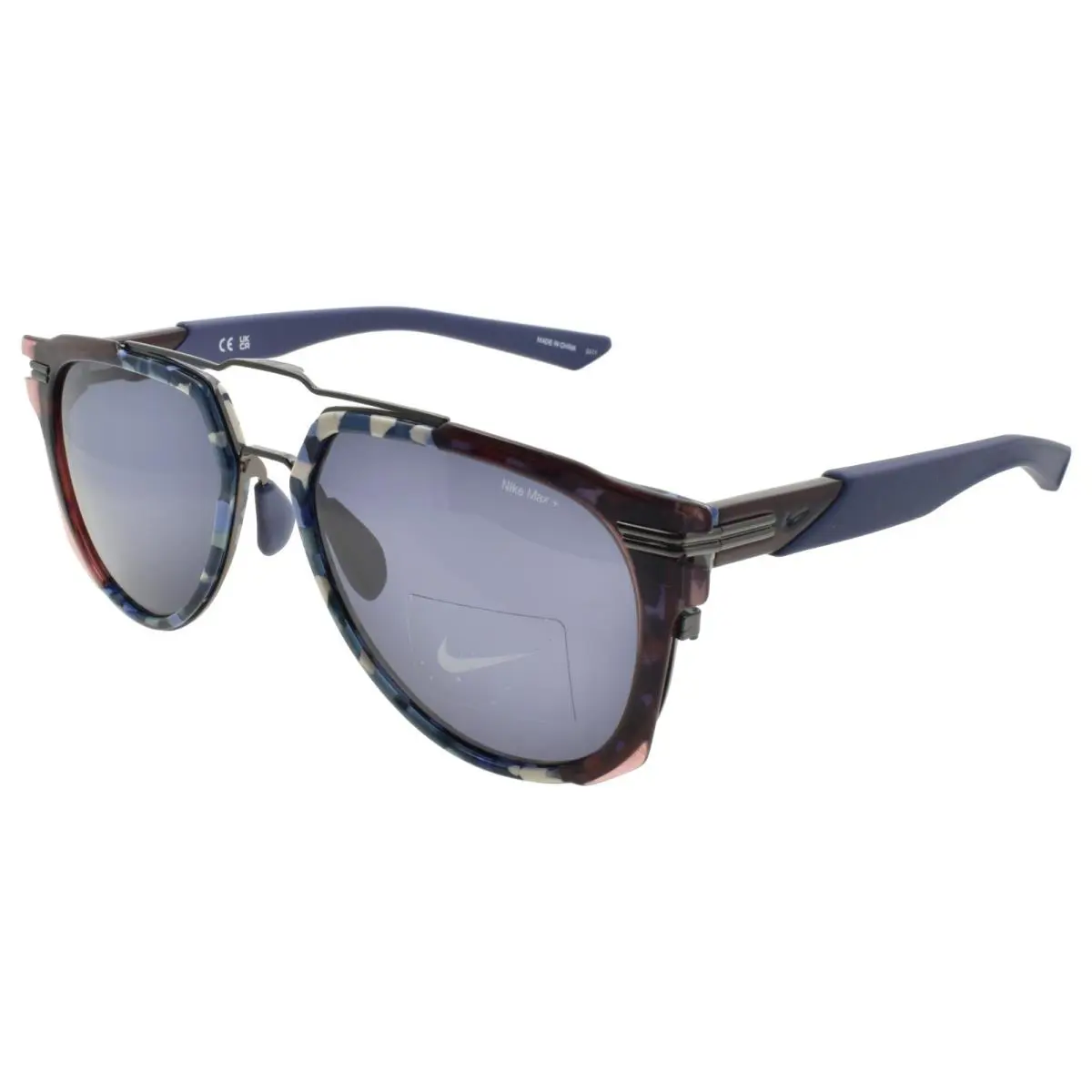 Nike Electric Daze IF1009X 400 Aviator Sunglasses Blue / Blue Tortoise - Frame: Black, Lens: Blue