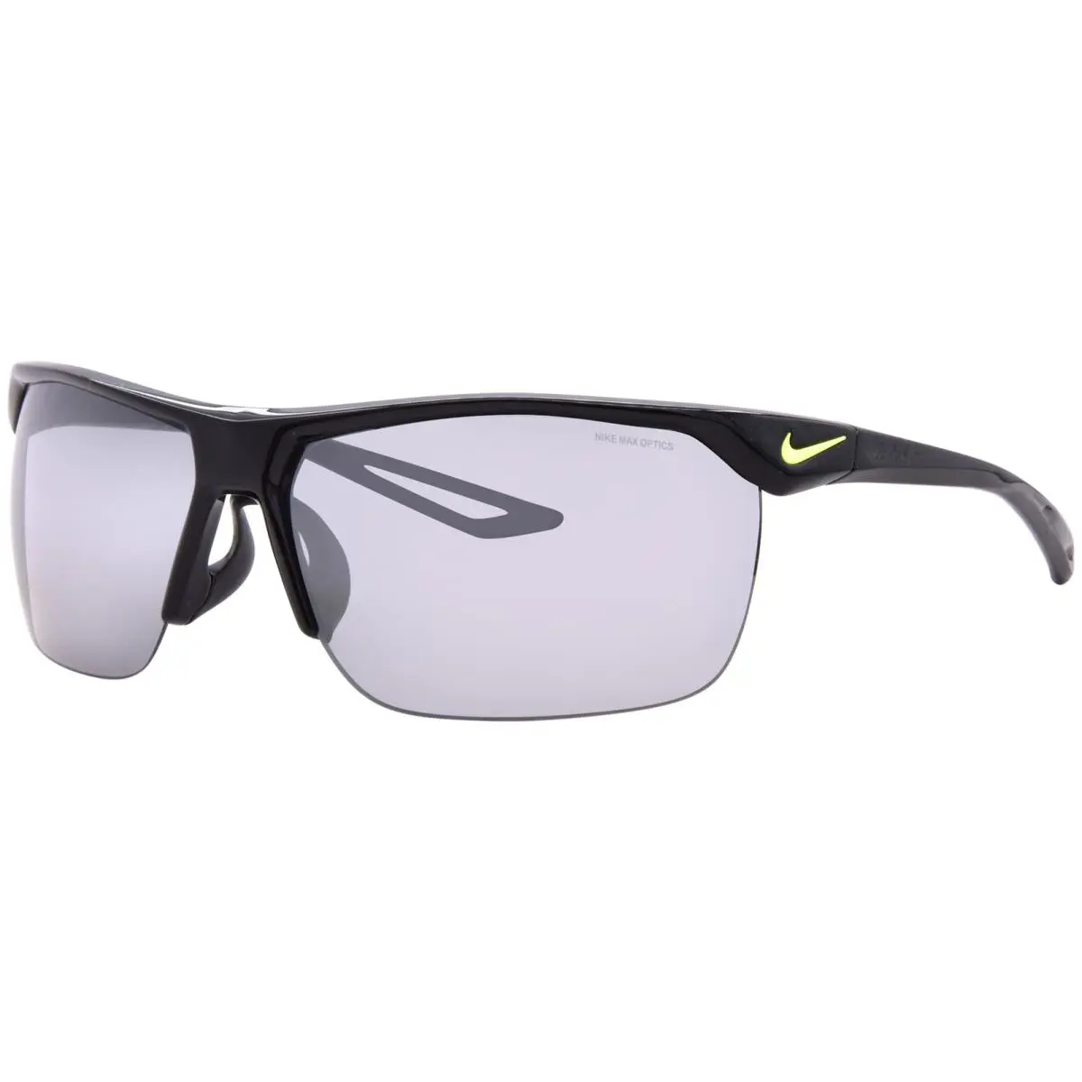 Nike Trainer EV0934 001 Sunglasses Men`s Black/volt/grey Wrap Around 67mm - Frame: Black, Lens: Gray