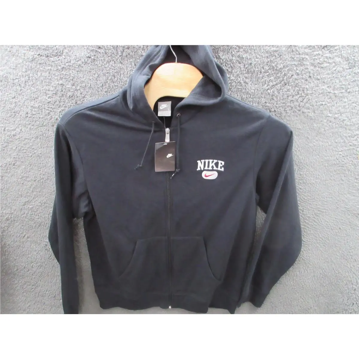 Vintage 2007 Y2K Deadstock Nike Men`s Large Black Full Zip Hoodie 245657-011