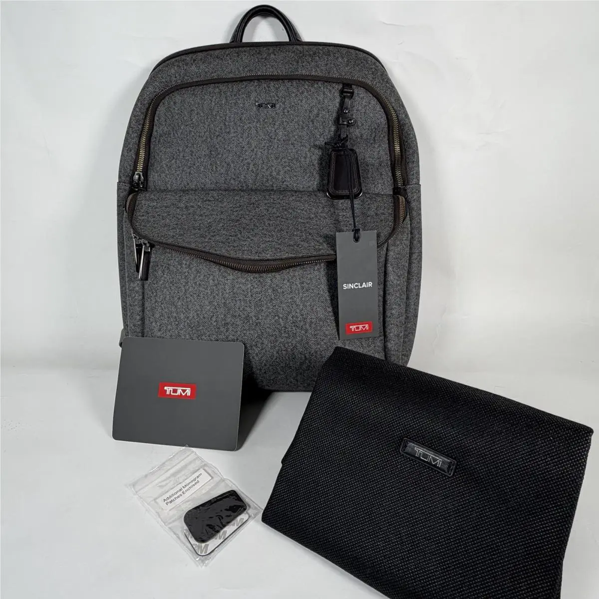 Tumi Sinclair Harlow Backpack 79491EG Earl Gray Canvas w Black Leather Trim