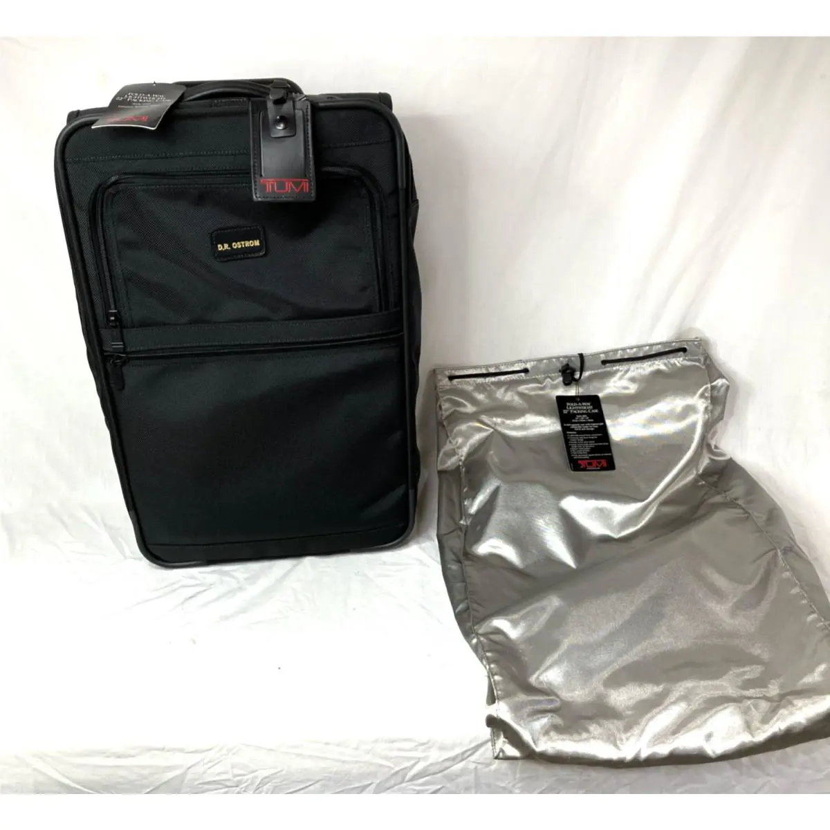 Tumi Style 2222 Fold-a-way 22” Carry On Rolling Luggage Black Nylon Monogrammed