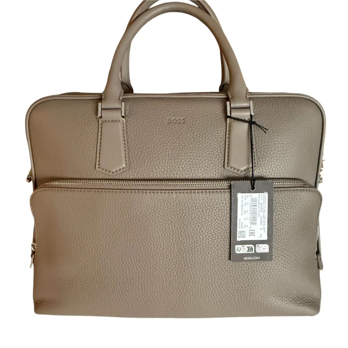 Hugo Boss Crosstown_s Messenger Briefcase in Beige Leather Unisex Bag 50529293