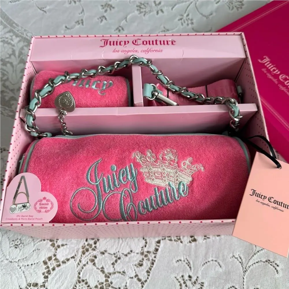 Juicy Couture Pink Lemonade Heritage Barrel Bag 3pc Gift Set