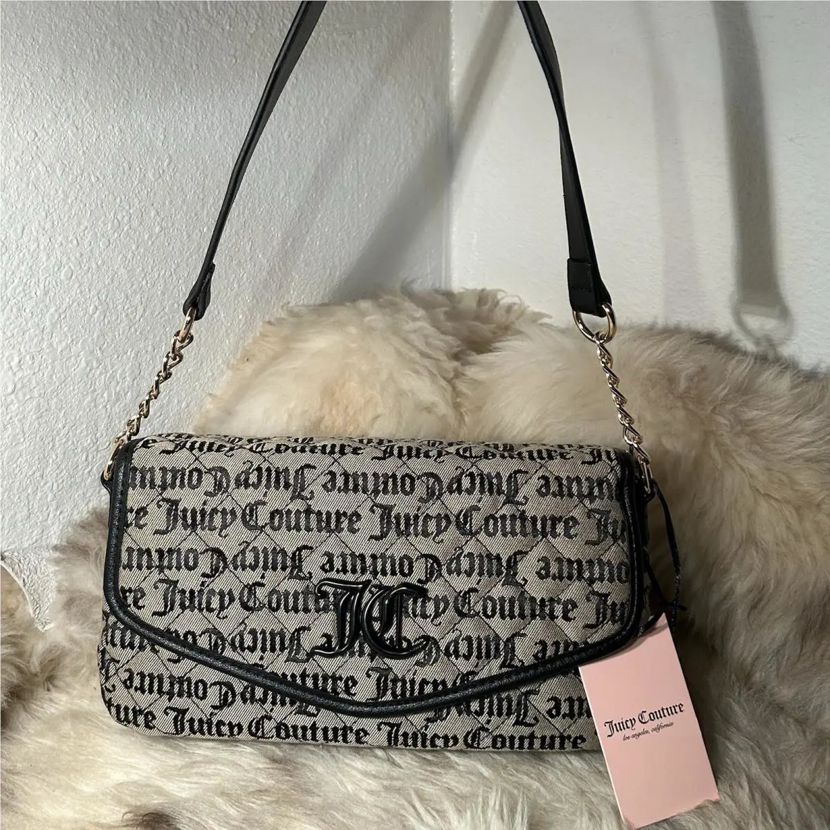 Juicy Couture Isn’t She Lovely Flap Shoulder Bag - Black Beige