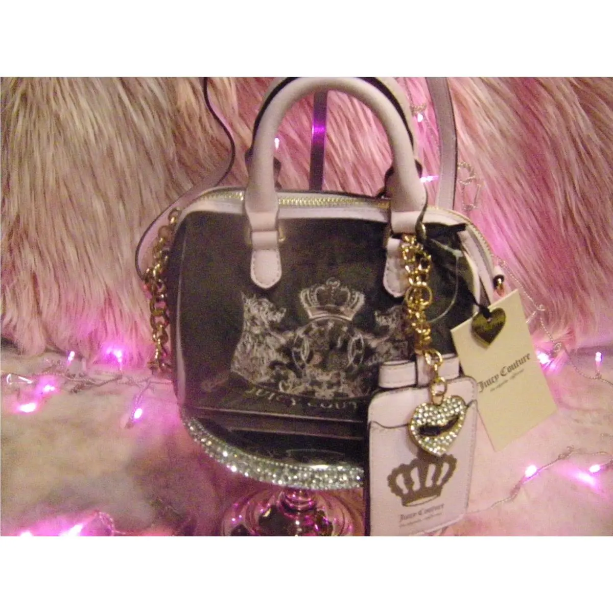 Juicy Couture Classic Scottie Dog Mini Satchel Chocolate Velour Charms