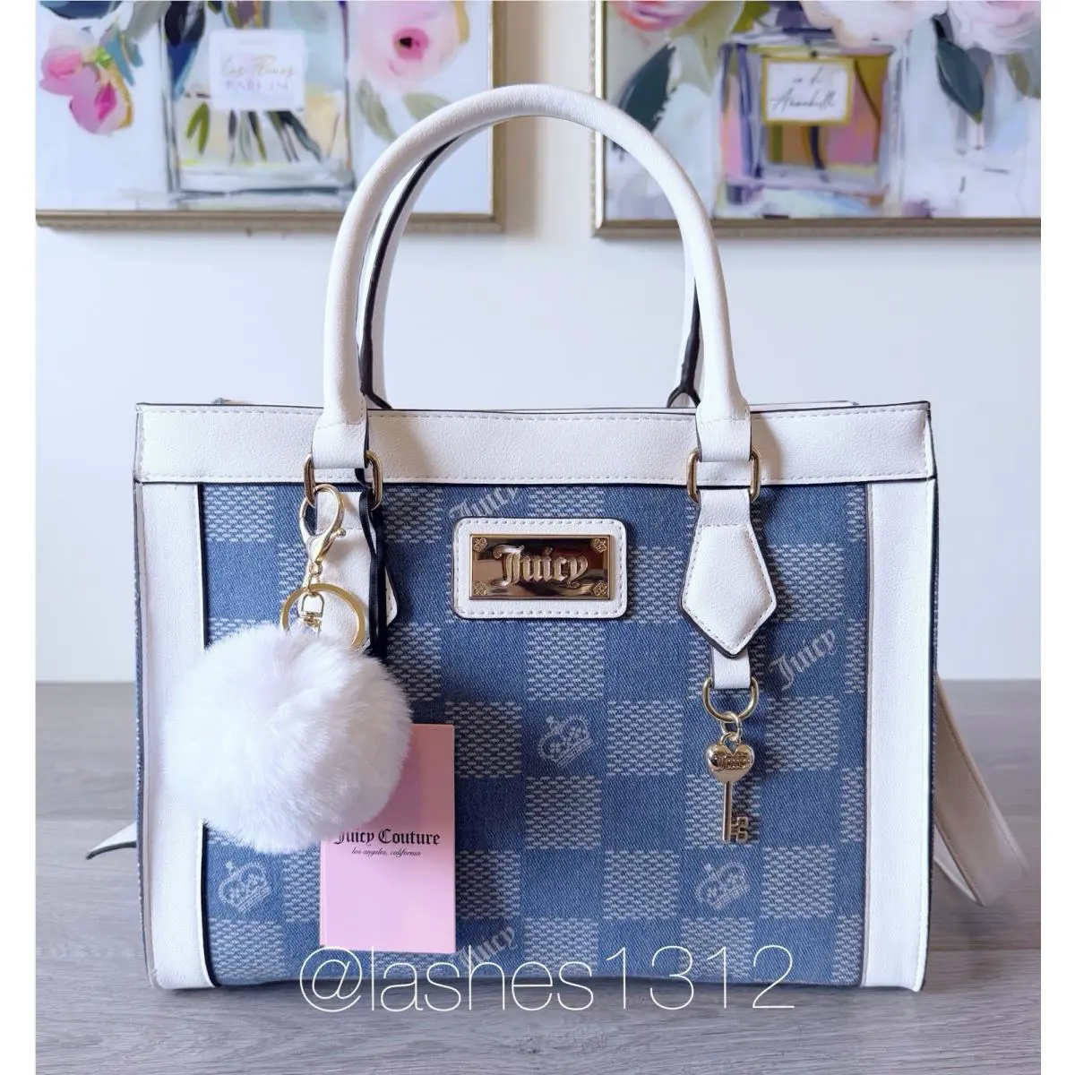 Juicy Couture Bag Miss Independent Denim Tote - Blue White