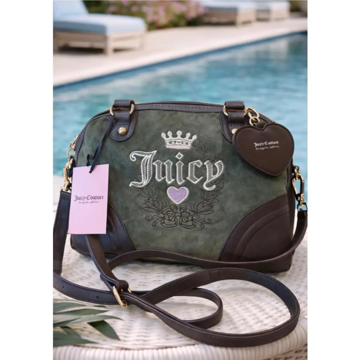 Juicy Couture Heritage Dome Satchel Super Green/chocolate Y2K Vintage Releas