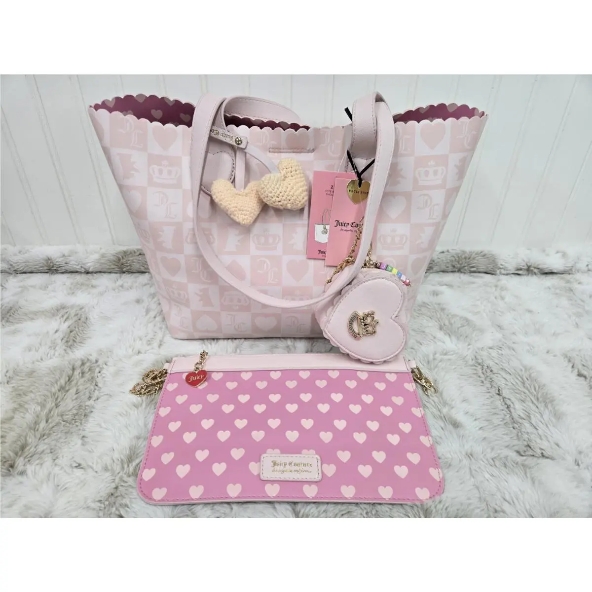Juicy Couture Sweet Break Time 2 In 1 Tote and Wristlet - Powder Plush Pink