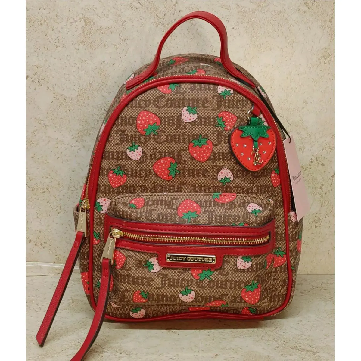 Juicy Couture Strawberry Backpack Rosie Mini Chestnut/red