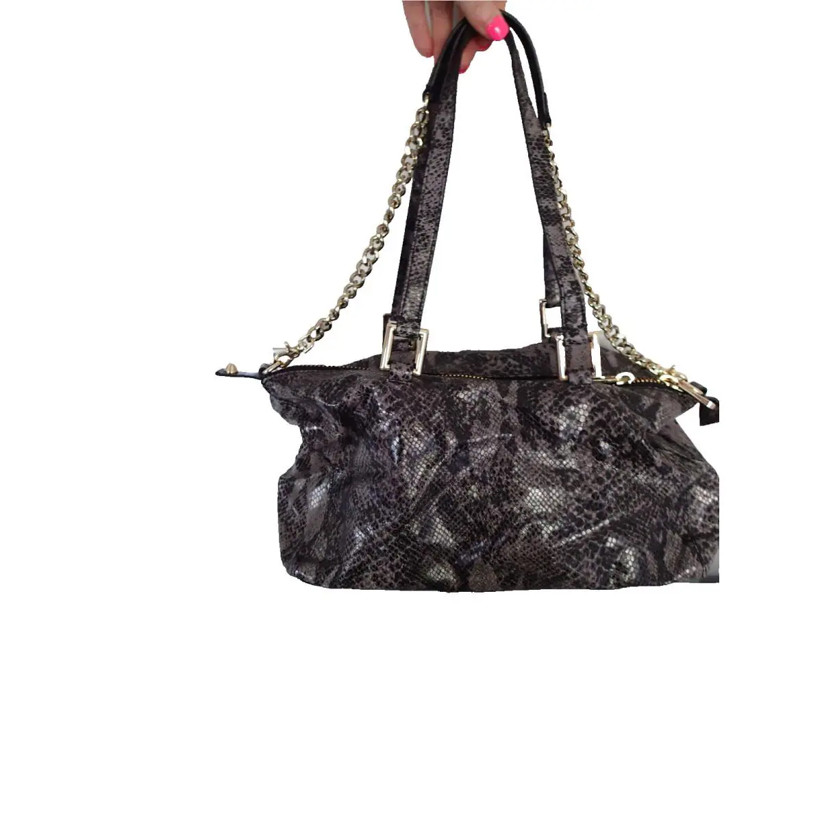 Juicy Couture Silvia Snake Leather Gray Chain Handbag Purse Shopper Satchel