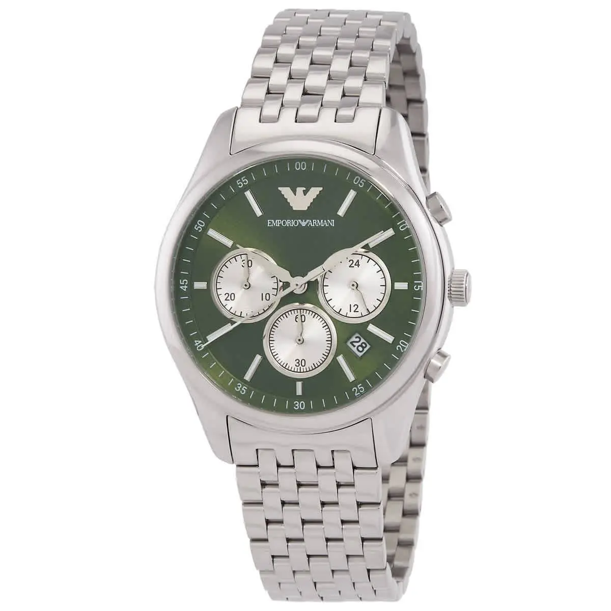 Emporio Armani Chronograph Quartz Diamond Green Dial Men`s Watch AR11581