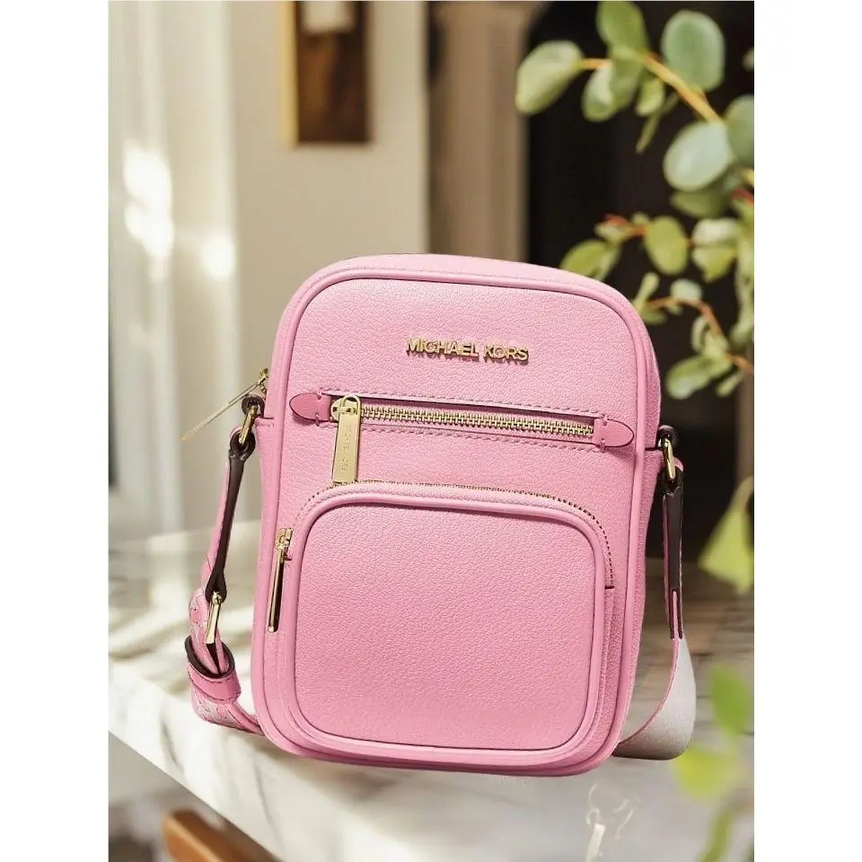 Michael Kors Medium Women Leather Purse Crossbody Bag Carnation Shoulder Handbag