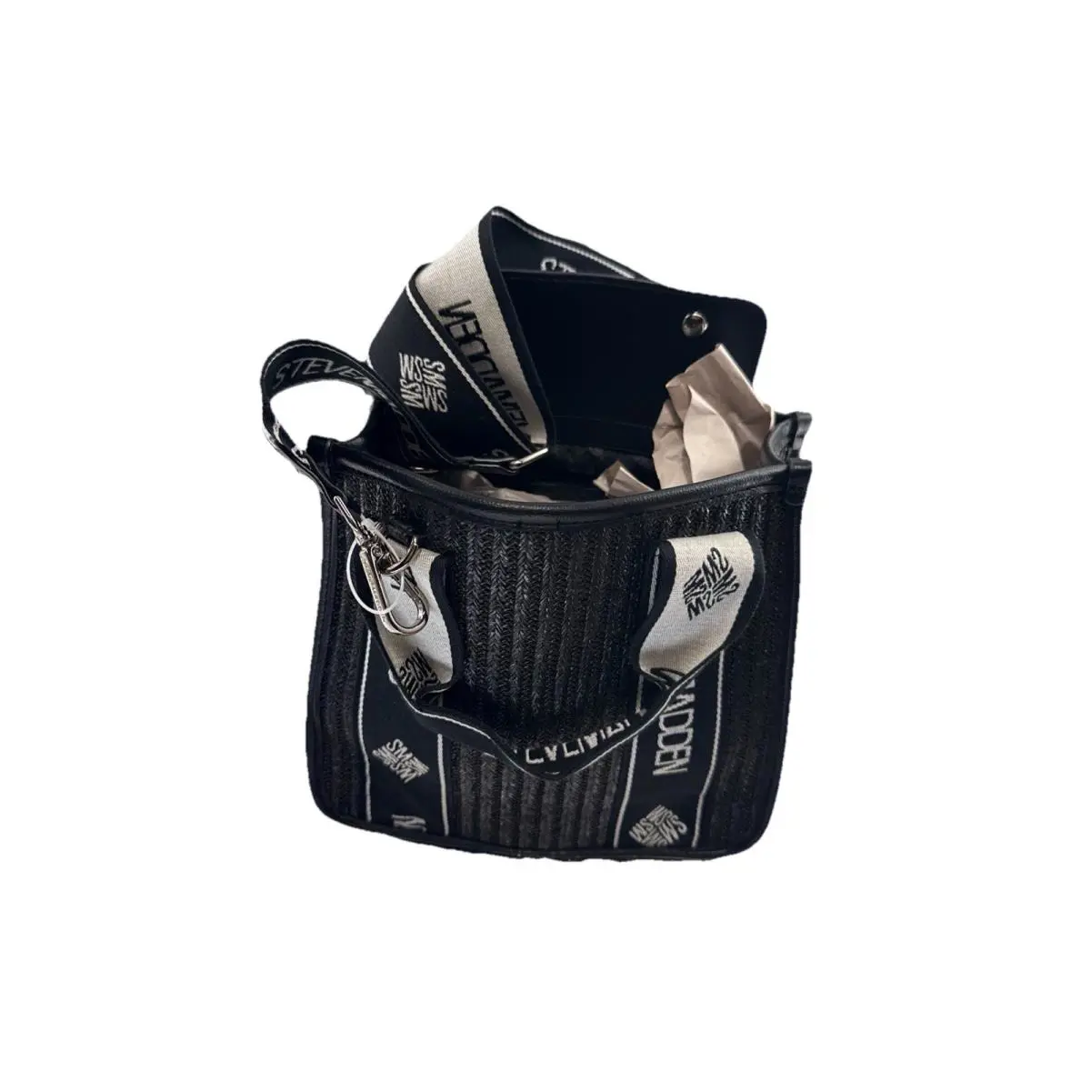 2023 Steve Madden Bwebber Straw Satchel Handbag with Airpod Case