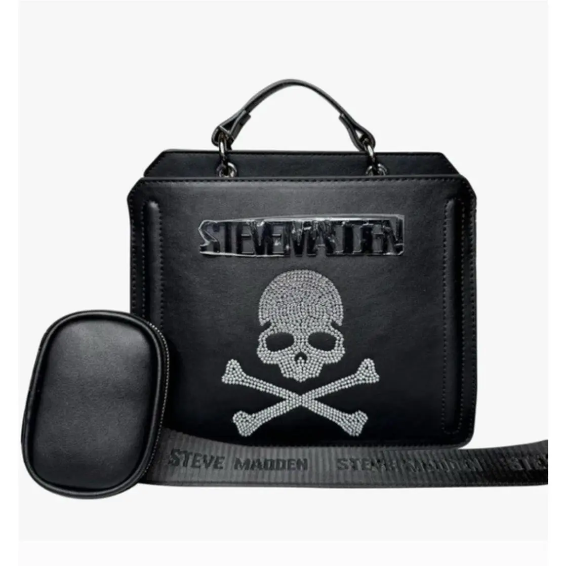 Steve Madden Skull Rhinestone Black Crossbody Bag with Coin Purse