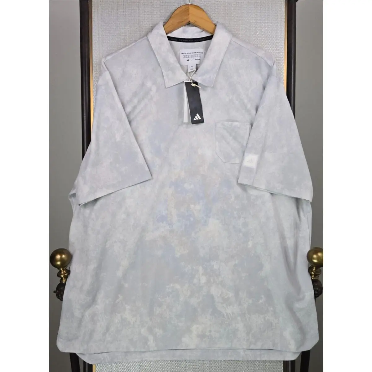 Adidas Adicross Cloud Camo Mens Polo Shirt Size 2XL Performance Gray