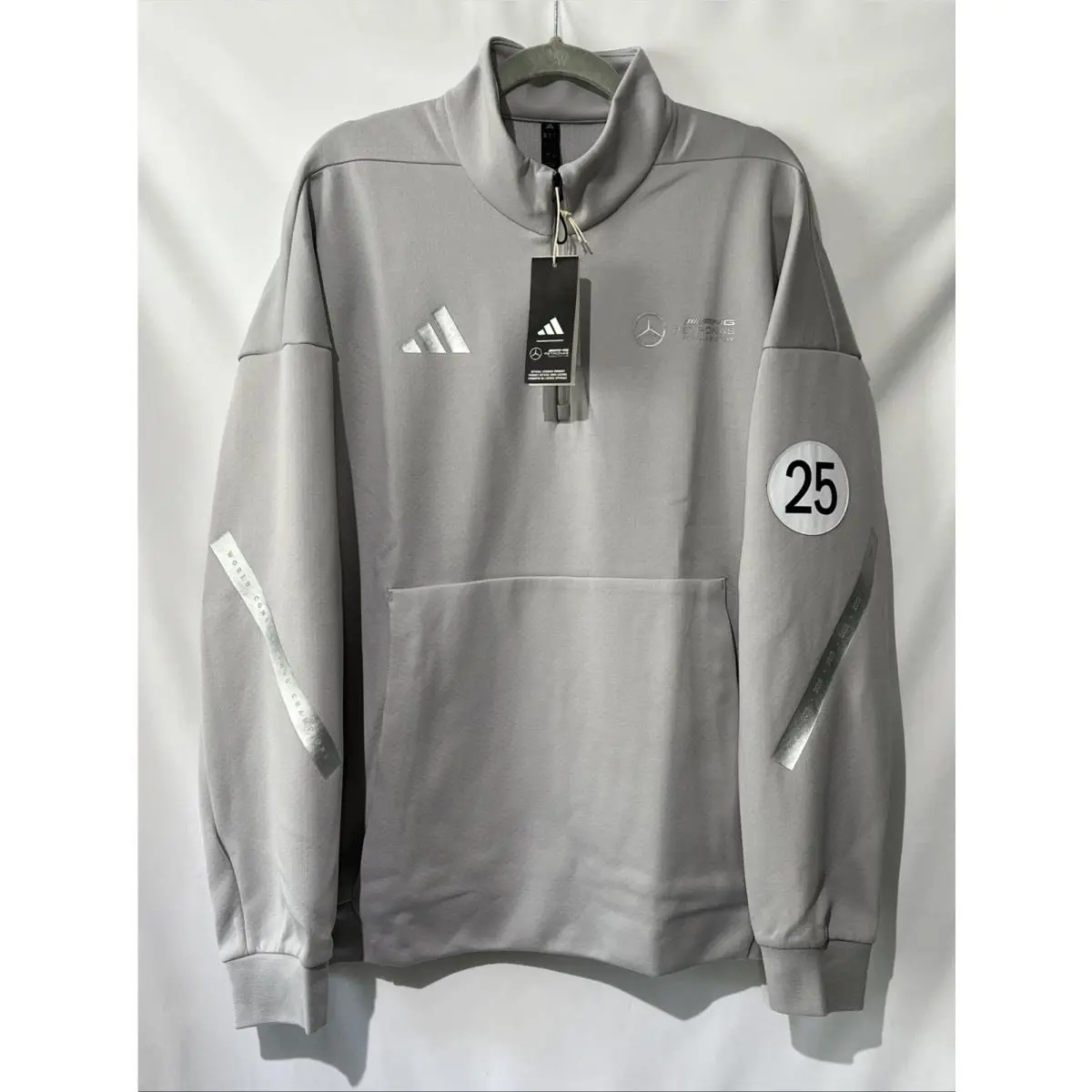 Adidas Amg Petronas Formula One Team Silver Arrows Full-zip Hoodie Gray Large