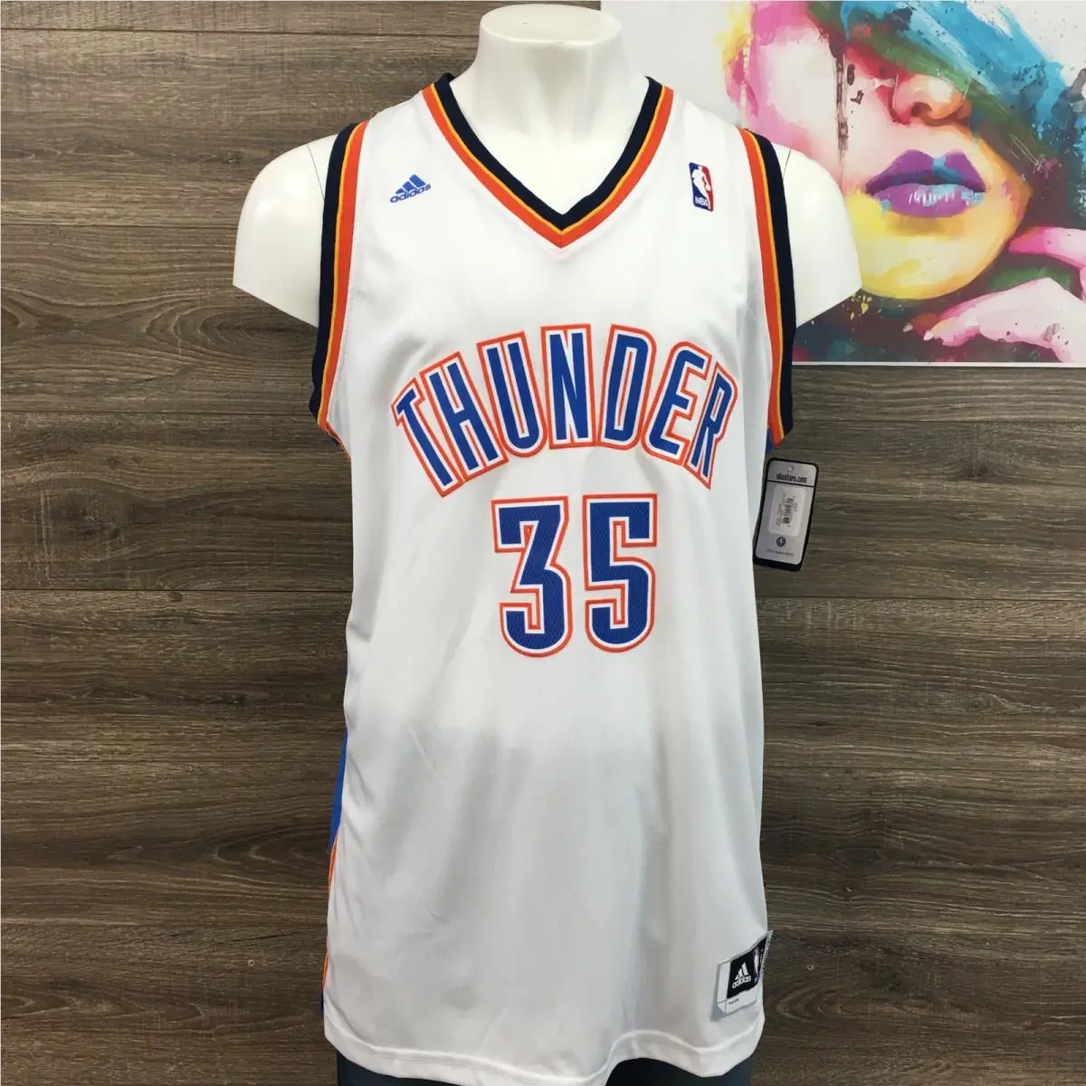 Adidas Kevin Durant Okc Thunder Swingman Jersey White Blue Orange 7912A XL