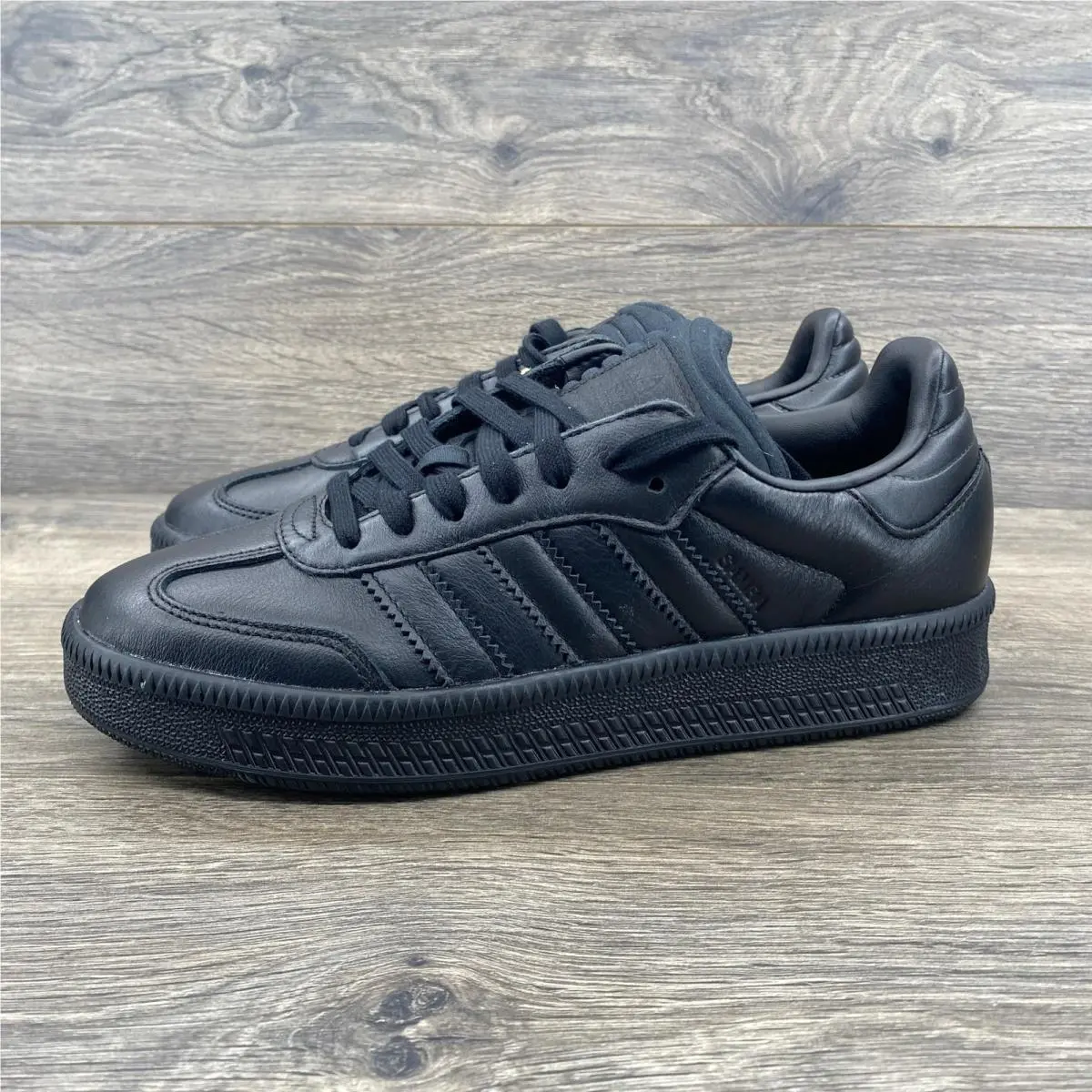 Adidas Samba Xlg Mens 9 Triple Black Leather Platform Sneakers IE1379