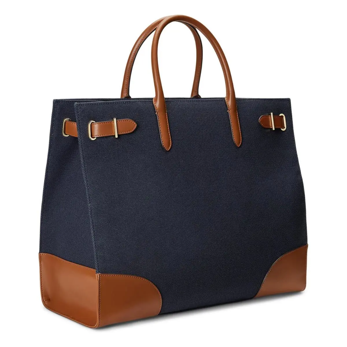 Lauren Ralph Lauren B1141 French Navy Canvas Large Devyn Tote Bag