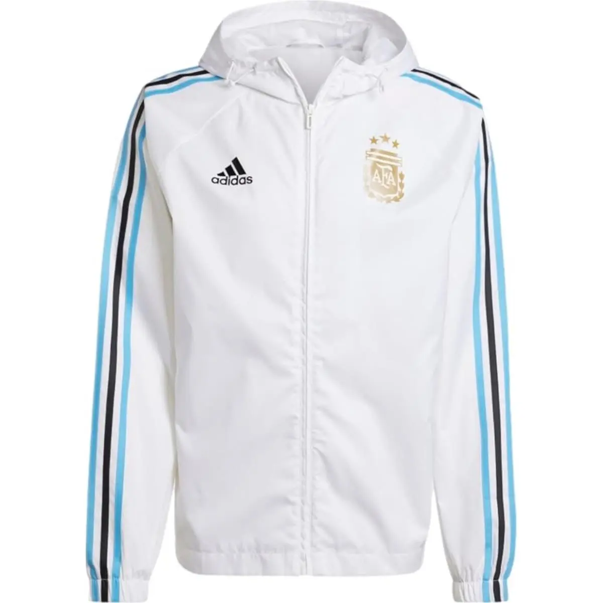 Adidas Men`s Argentina Soccer Dna Windbreaker Hooded White Full Zip Sz XS