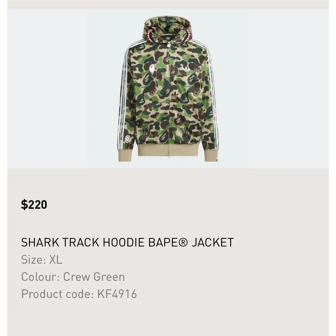 Adidas clothing - adidas SHARK TRACK HOODIE BAPE JACKET - KF4196 - Green 1