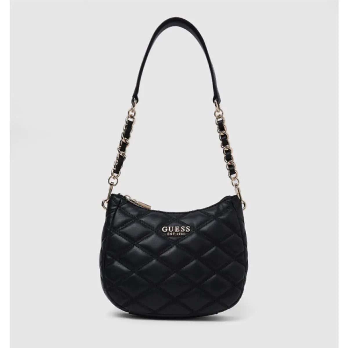 Guess Tinsley Medium Quilted Zip Shoulder Bag Black