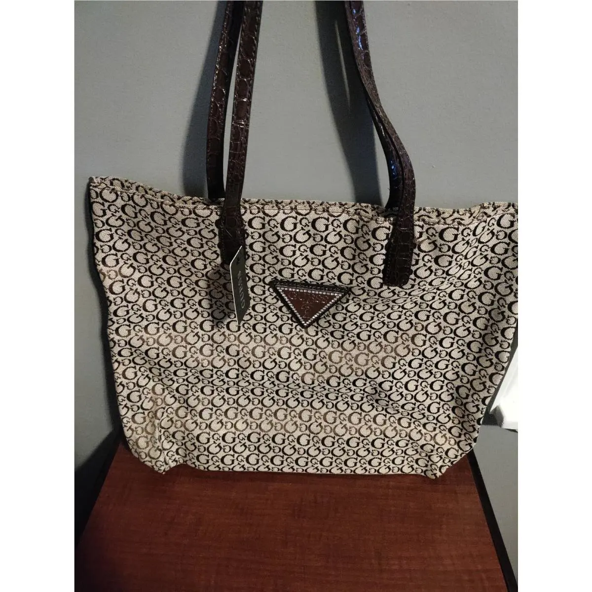 Handbag Guess Claudia Totes Bag Taupe Ladies Chic Lovely
