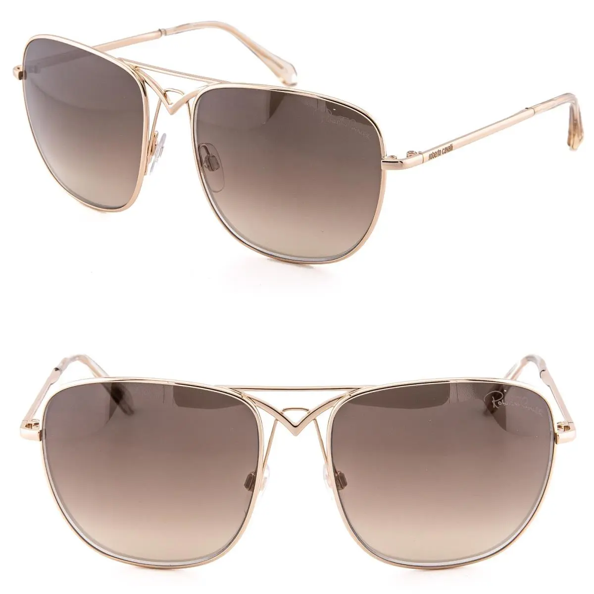 Roberto Cavalli 1053 Civiella RC1053S Gold Brown Mirror Metal Oversized Sunglass