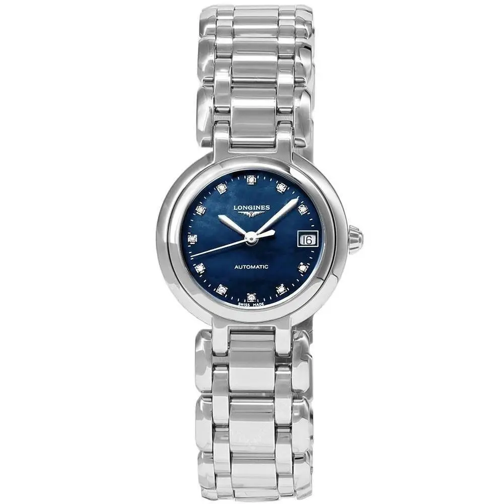 Longines Primaluna Auto 26.5mm Blue Mop Diamond Dial Women`s Watch L8.111.4.98.6