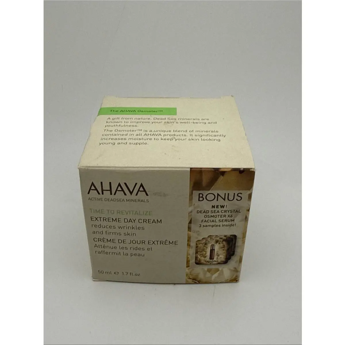 Ahava Time To Revitalize Extreme Day Cream + 3x Samples 1.7 Oz F3