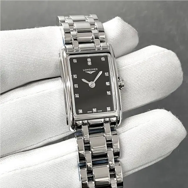 Longines Dolcevita Quartz 27mm Black Diamond Dial SS Women`s Watch L5.258.4.57.6