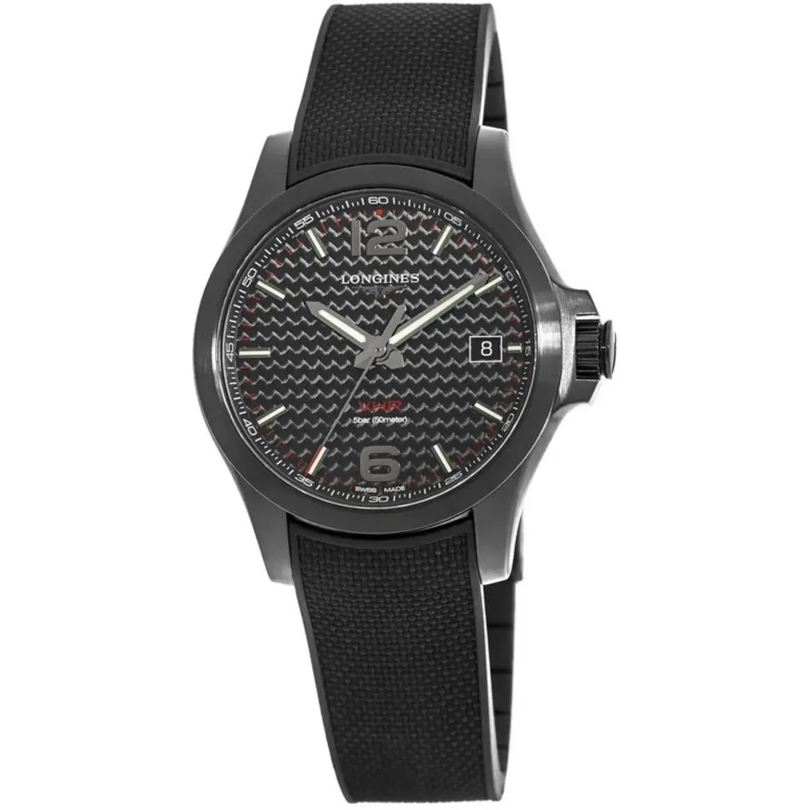 Longines Conquest V.h.p. 41mm Pvd Mens Watch L37162669 - Dial: Black, Band: Black, Bezel: Black
