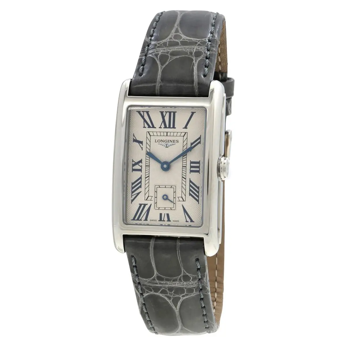 Longines Dolcevita Silver Dial Gray Leather Quartz Womens Watch L5.512.4.71.3 - Dial: Silver, Band: Gray, Bezel: Silver