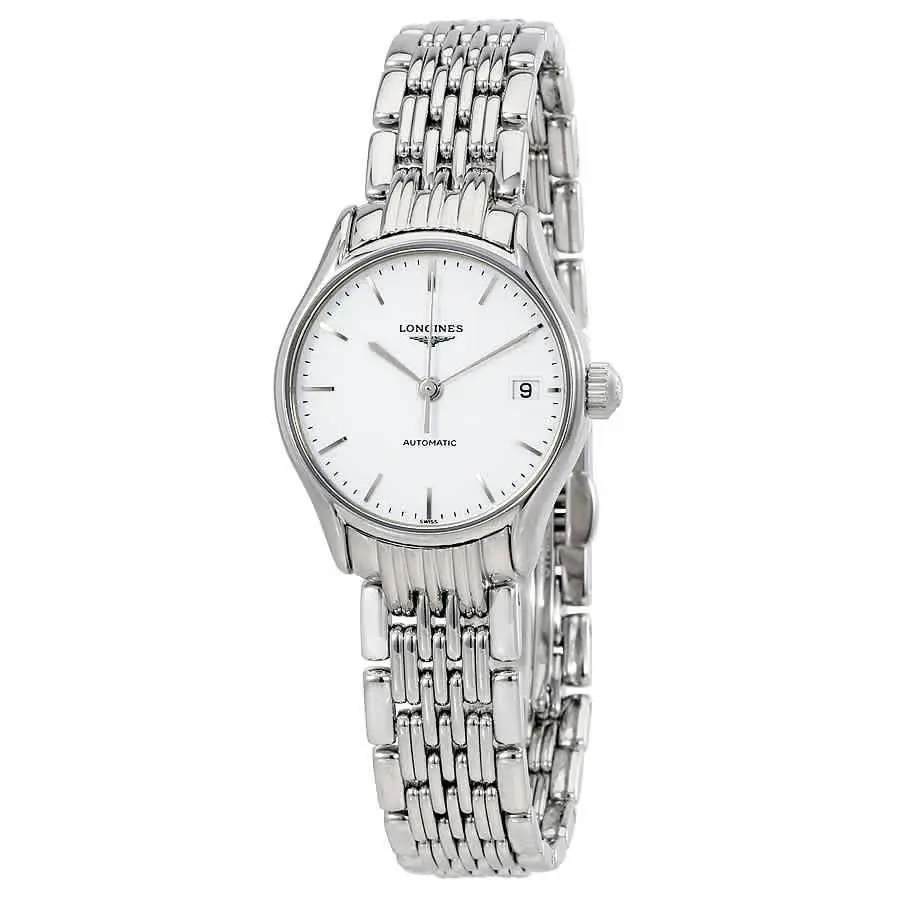 Longines Lyre Automatic White Dial Ladies Watch L43604126 - Dial: White, Band: Silver, Bezel: Silver