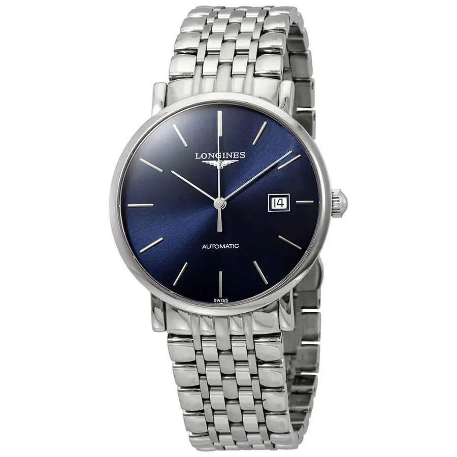 Longines Elegant Blue Dial Automatic Men`s Watch L49104926 - Dial: Blue, Band: Silver, Bezel: Silver