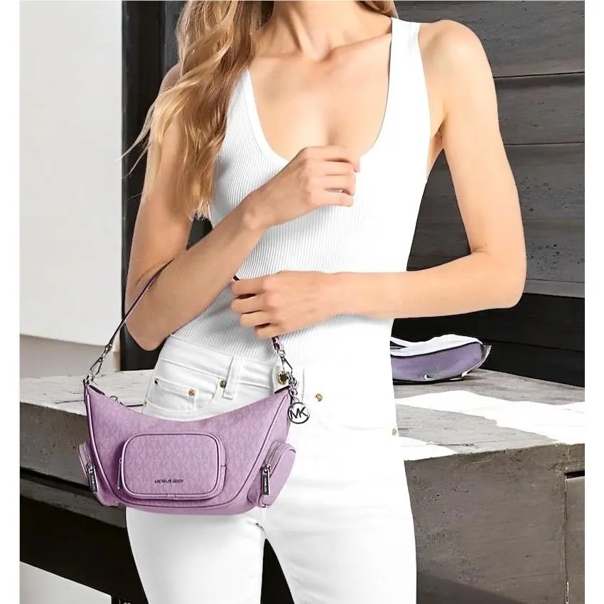 Michael Kors Merritt Small Convertible Shoulder Bag MK Crossbody Light Quartz
