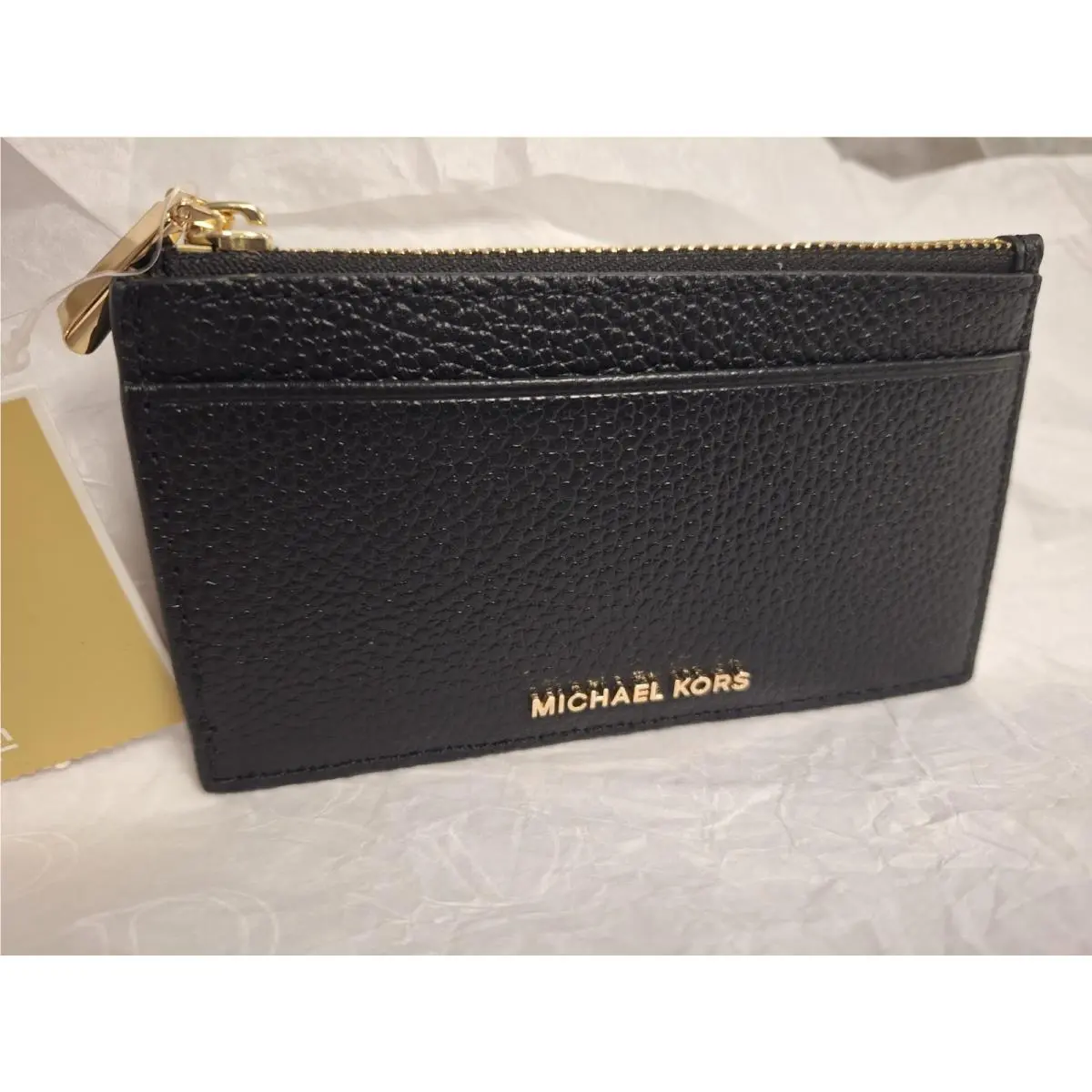 Michael Kors Jet Set Travel Small Card Case Holder in Black Leather