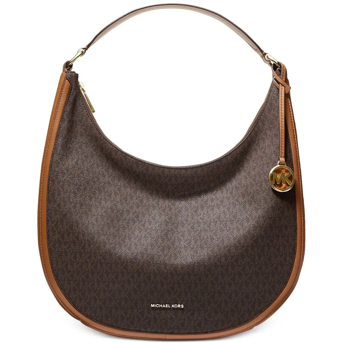 Michael Kors Lydia Large Hobo Bag Brown Acorn 38T1GL0H7B - Handle/Strap: Brown, Hardware: Gold, Exterior: Brown