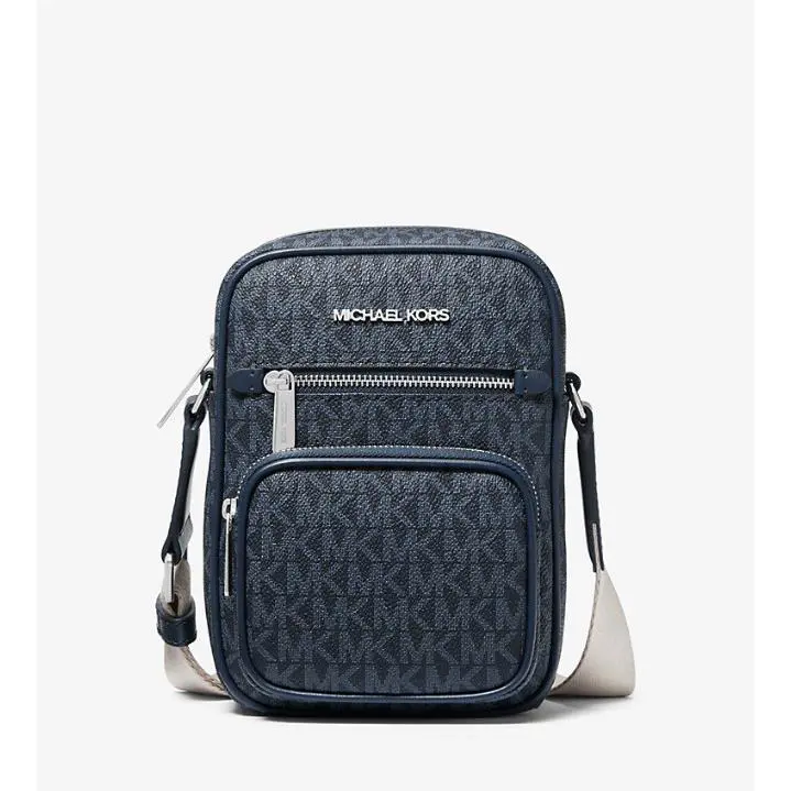 Admiral Blue Jet Set Medium Logo Signature Logo Crossbody Bag by Michael Kors