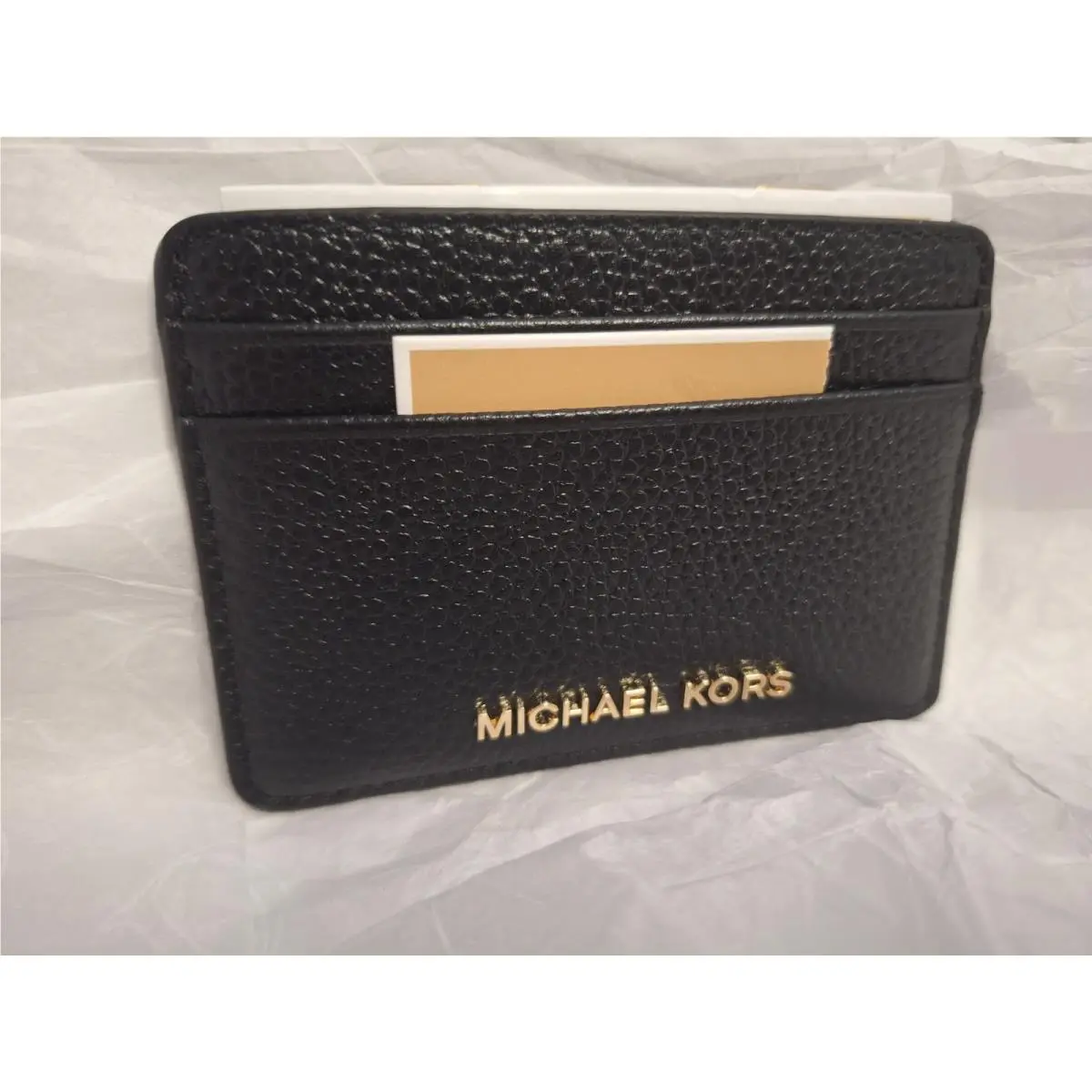 Michael Kors Jet Set Travel Small MK Logo Card Case Holder in Black