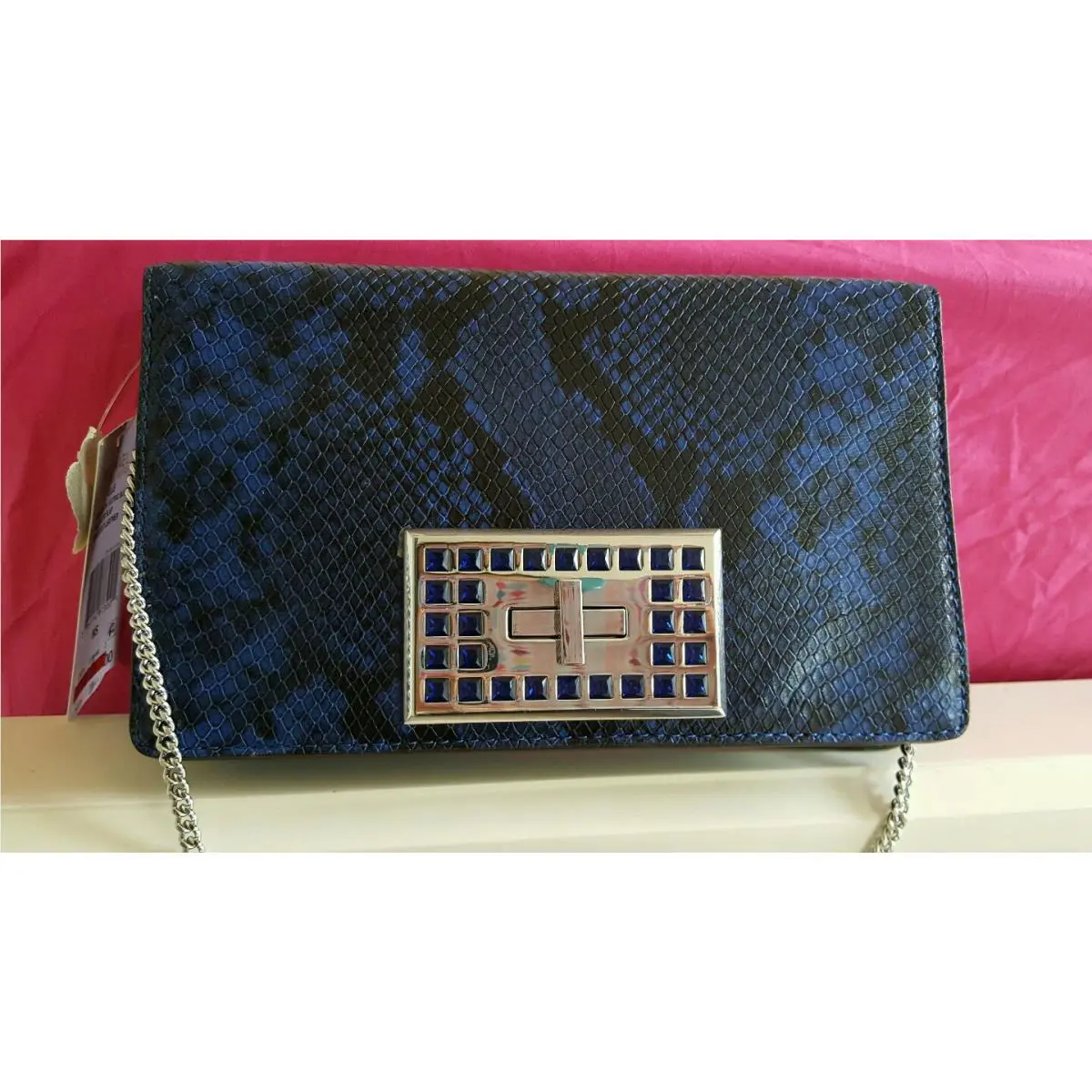 Michael Kors Ellie Elctric Blue Leather Shoulder MD Flap Handbag