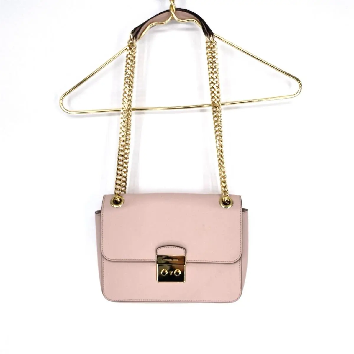 Michael Kors Brandi Leather Shoulder Bag Pink Gold Chain Strap